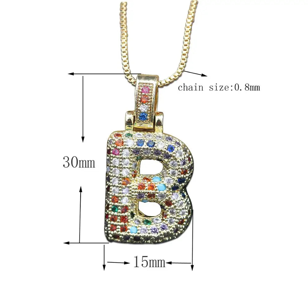 Nova's Rainbow Custom Letter Pendant Silver