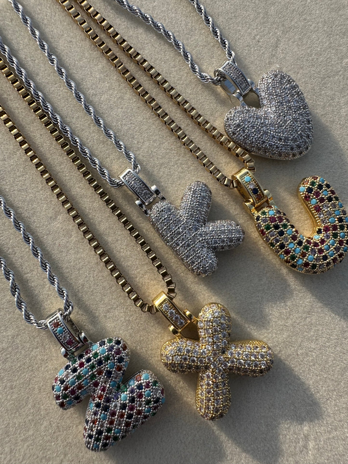 Nova's Rainbow Custom Letter Pendant Silver