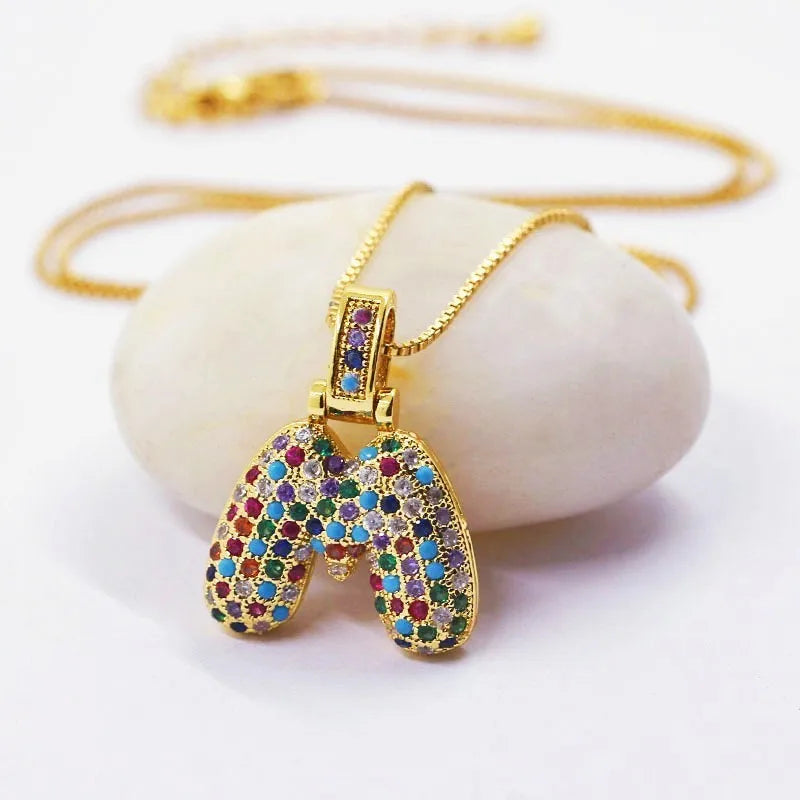 Nova's Rainbow Custom Letter Pendant Silver