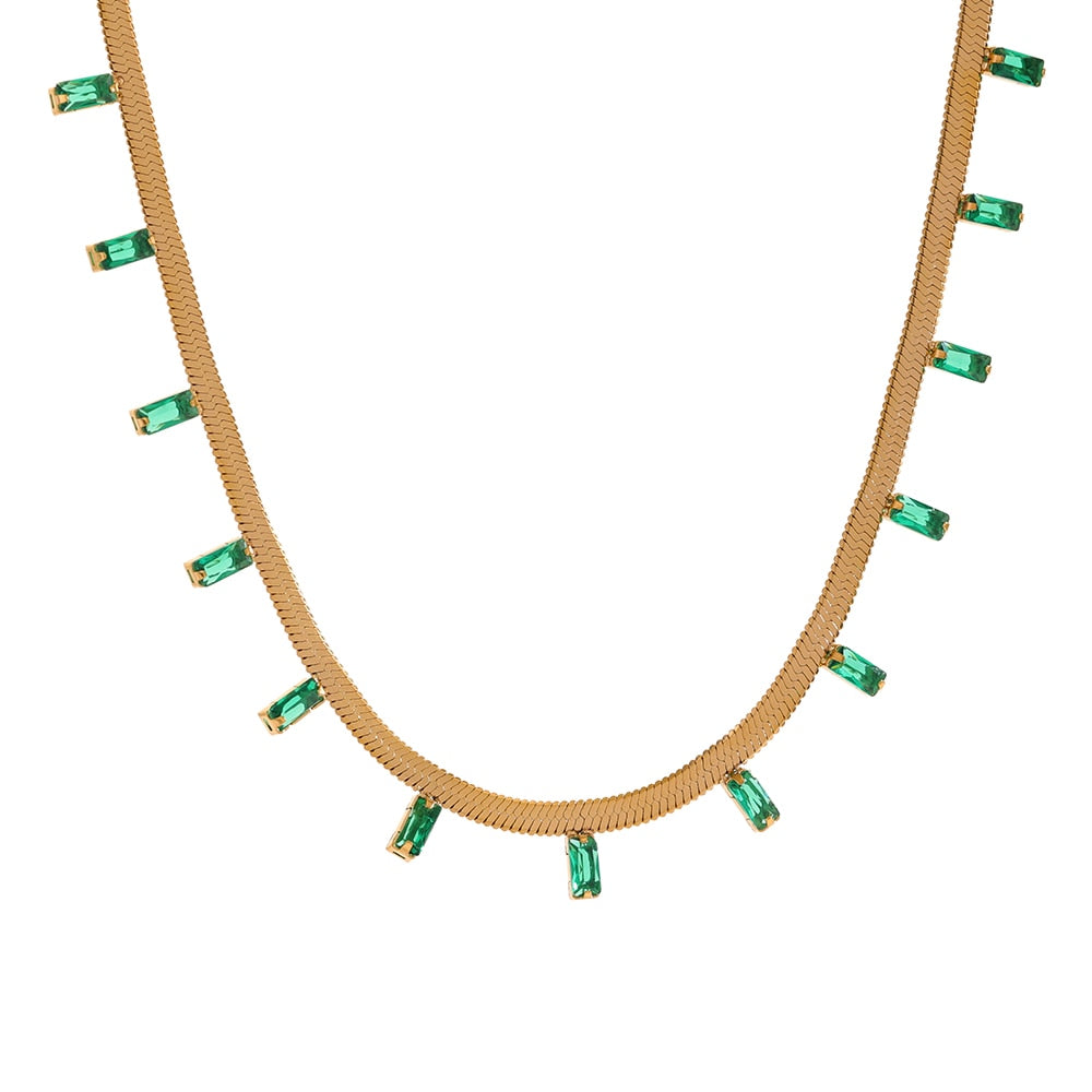 Gold Chain Emerald Necklace