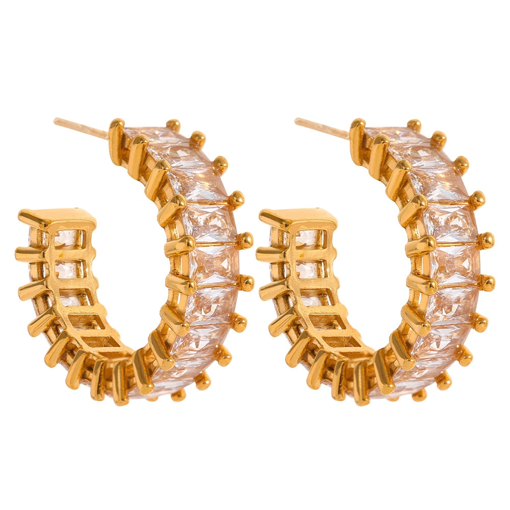 Crystal Hoops Earrings