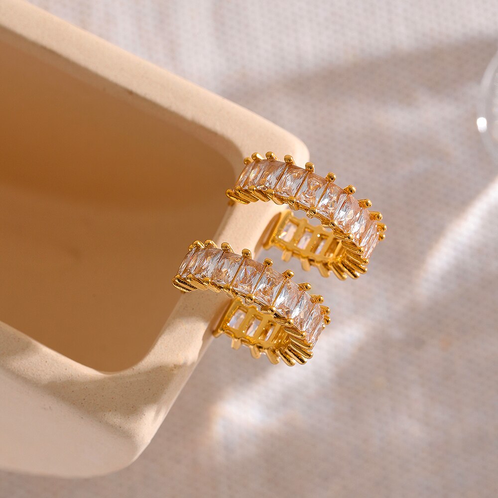 Crystal Hoops Earrings