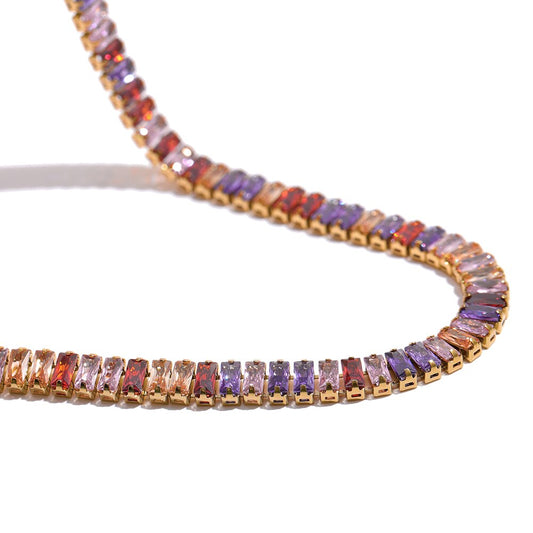 Rainbow CZ Tennis Necklace