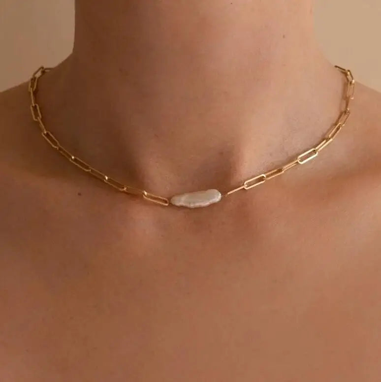 Chain Pearl Necklace