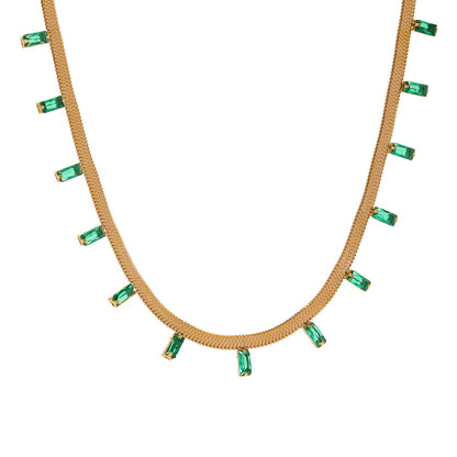 Gold Chain Emerald Necklace 